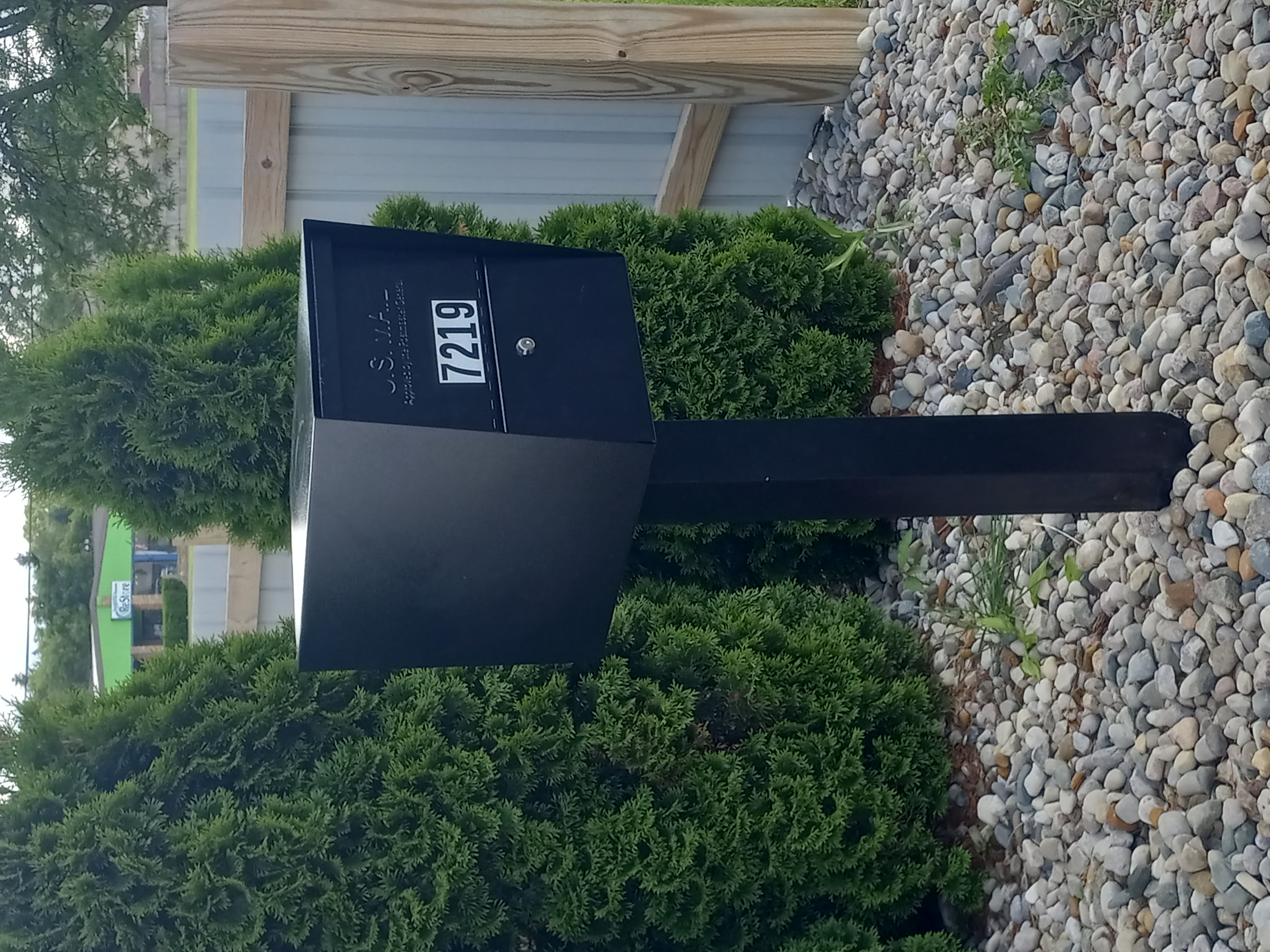 Black steel mailbox