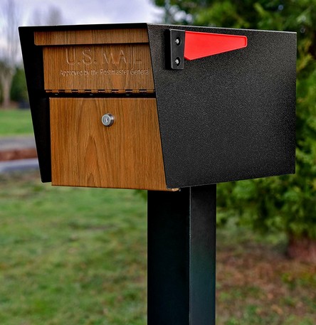Modern wood and steel mailbox